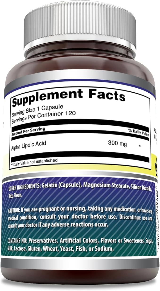 Amazing Formulas Alpha Lipoic Acid 300 Mg | Capsules Supplement | Non-GMO | Gluten-Free | Made in USA (1 Pack | 120 Count)