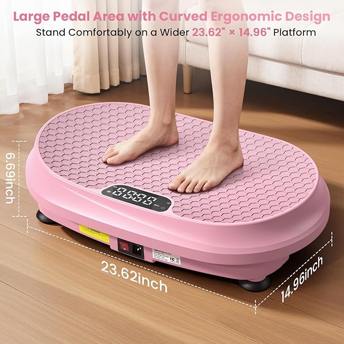 Curved Vibration Plate Exercise Machine, XL Vibration Plate 400 lbs Capacity with 9 Auto Modes and 120 Adjustable Speeds, Whole Body Vibration Plate Machine for Home Women Men