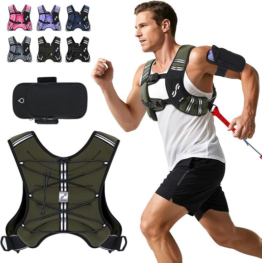 Sportneer Weighted Vest Woman: 8lb/12lb/15lb/20lb/25lb Weight Vest with Detachable Phone Bag, Adjustable Women Weighted Vest Rucking Vest for Walking Strength Training Muscle Building Weight Loss