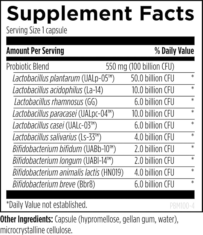 Designs for Health ProbioMed 100 - Probiotics for Digestive Health - 10 Strains with Lactobacillus Acidophilus Probiotic + Lactobacillus Rhamnosus - Gut Health + Immune Support Supplement (30 Caps)