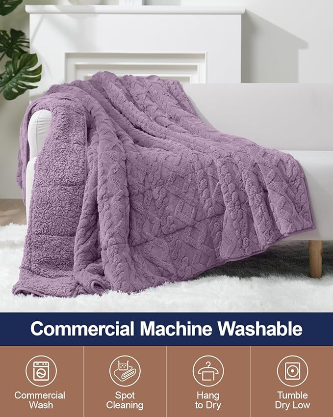 Super Fuzzy Soft Sherpa Fleece Weighted Blanket, 15 lbs Dual Sided Fluffy Heavy Weighted Blankets for Adults - No Bunching with Double Layers of Soft Inner Lining (60"x 80", 15 Pounds)