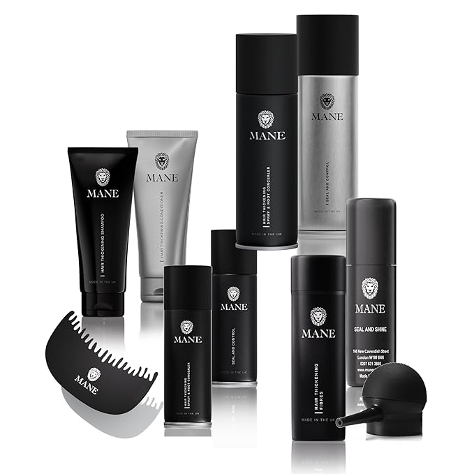 MANE Hair Thickening Fiber Spray (200 ml, Jet Black)