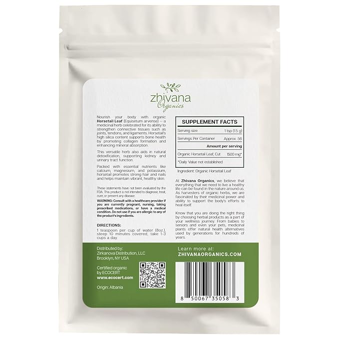 Organic Horsetail (4 oz.) (Equisetum arvense) β Loose Dried Herb β Edible Grade for Tea, Infusions & Herbal Blends - Cola de Caballo Hierba