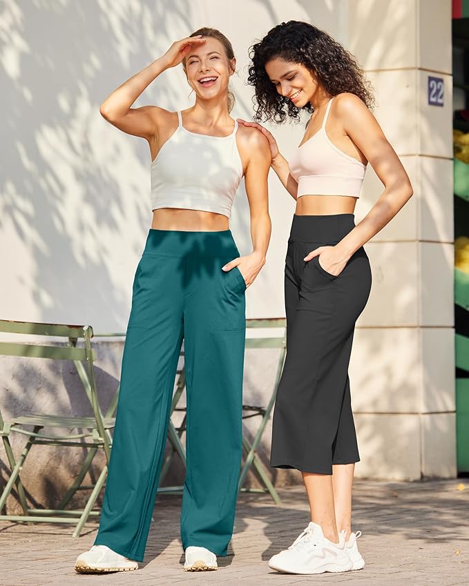 G4Free Yoga Pants Women Wide Leg Pants with Pockets High Waist Stretch Dress Casual Sweatpants Petite/Regular/Tall