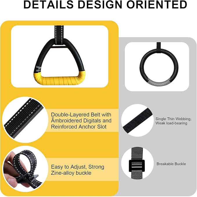 Adult Rings, Fitness Rings Equipment, Pull-up Rings, Adult Home Fitness Rings no-Punch bar Lanyard for Training Workouts