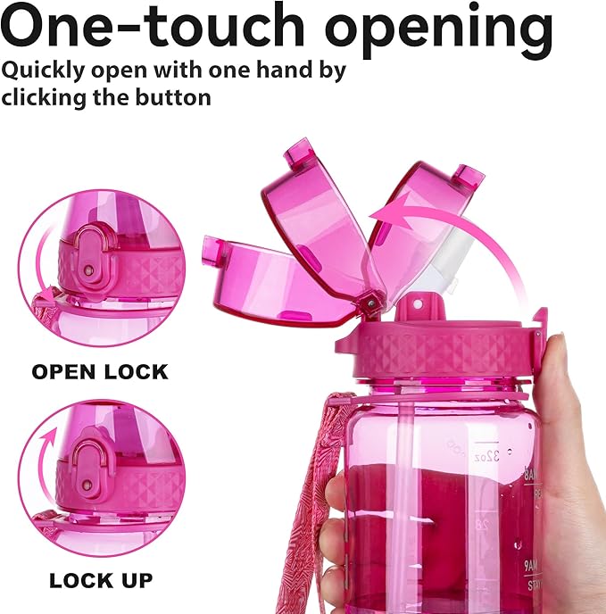 GOPPUS Clear Water Bottle With Straw 32oz Clear Sports Water Bottles Motivational with Time Marker Tritan BPA Free Clea Plastic Water Bottle Wide Mouth for Gym Travel Home School Office