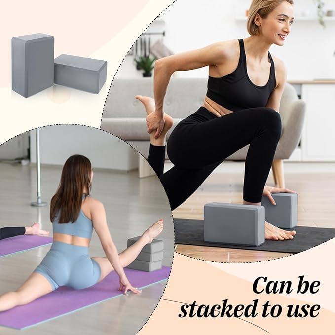 6 Pack Foam Yoga Blocks 9x6x4 Inch EVA Non-Slip Yoga-Blocks Lightweight Foam Exercise Blocks for Yoga Pilates General FitnessStretching and Toning