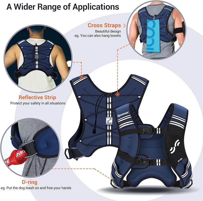 Sportneer Weighted Vest Woman: 8lb/12lb/15lb/20lb/25lb Weight Vest with Detachable Phone Bag, Adjustable Women Weighted Vest Rucking Vest for Walking Strength Training Muscle Building Weight Loss