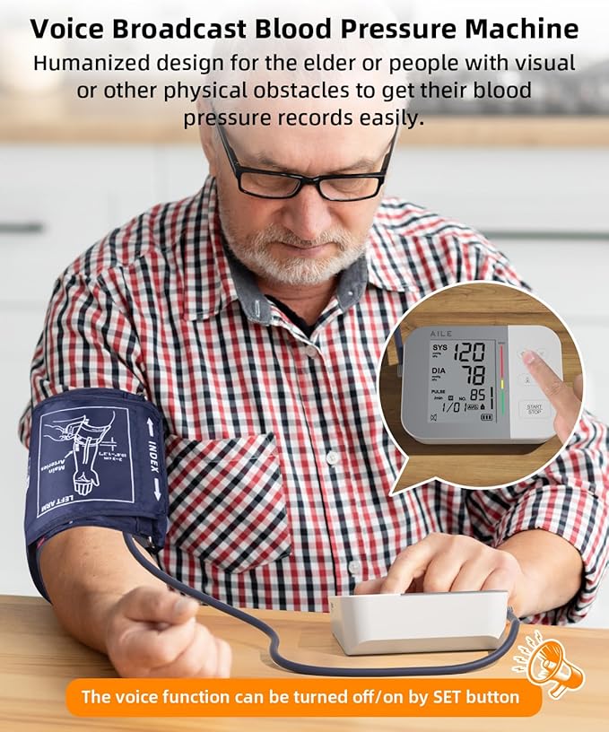 AILE Blood Pressure Monitor for Home Use, 111 Blood Pressure Machine - Blood Pressure Cuff (8.7-16.5") - Voice Broadcast - Accurate and Reliable Upper Arm BP Monitor
