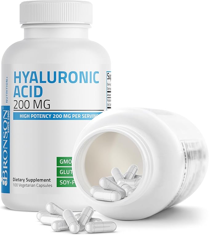 Bronson Hyaluronic Acid 200 MG High Potency Joint Health & Healthy Skin Support, Non-GMO, 100 Vegetarian Capsules