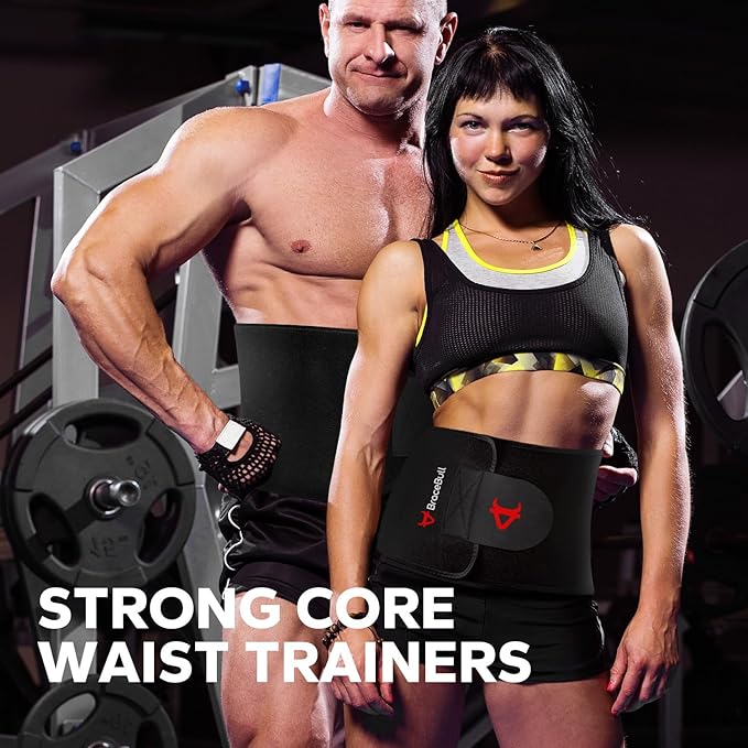 Waist Trimmer for Women and Men, Adjustable Sweat Band for High-Intensity Training & Workouts Black