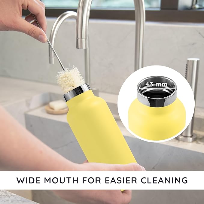 Bambaw Insulated Water Bottle 1l, Yellow Water Bottle, Stainless Steel Water Bottle 1l, Leakproof Water Bottle, Thermal Water Bottle, 1l Insulated Water Bottle, 1l Metal Water Bottle – Yellow Beam