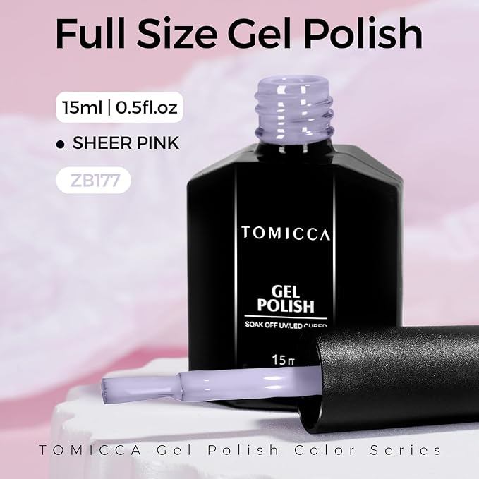 TOMICCA Pastel Gel Nail Polish, 1 Pcs Purple Gel Polish, Nail Polish Gel, Soak Off UV Cure Light Purple Colors Nail Art Macarons Manicure Salon DIY