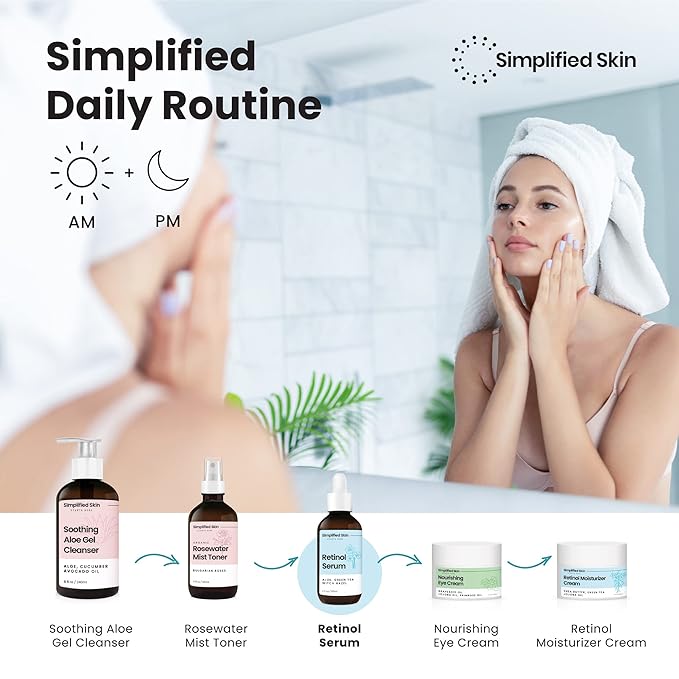 Simplified Skin Retinol Serum for Face – 2.5% Retinol with Hyaluronic Acid – for Acne Marks, Smoothing Fine Lines & Wrinkles – Day & Night Anti-Aging Serum – 2 Fl Oz