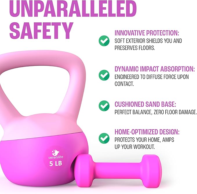Soft Kettlebells, Serenilite Kettlebell Sets, Kettle Bell Sets for Women & Men, Safe Strength Training Kettlebells, Kettlebell Weights for Home Workouts & More.