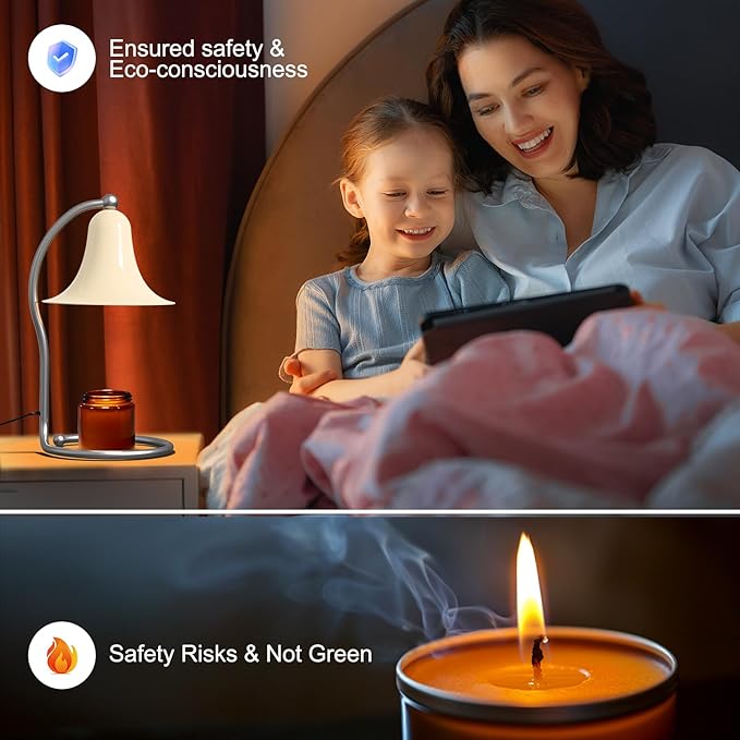 Candle Warmer Lamp for Jar Candles,with Timer and Dimmer,Adjustable Brightness,All Metal Lamp Body,Suitable of Aromatherapy Waxes White Trumpet-Shape