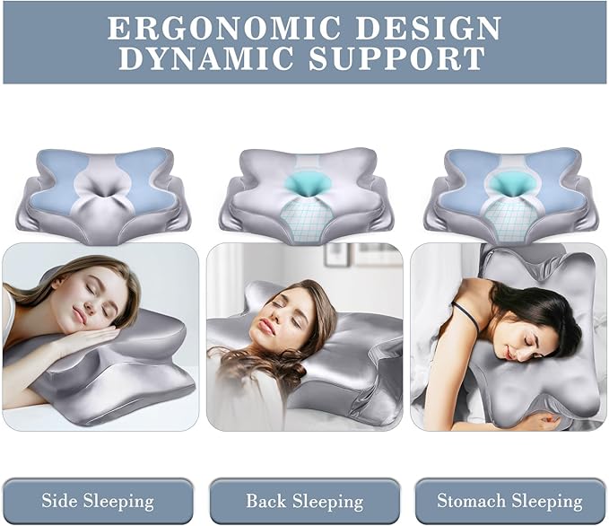 CCidea Ergonomic Contour Memory Foam Pillow for Side Sleepers, Breathable Cervical Support Pillow with Removable Cover