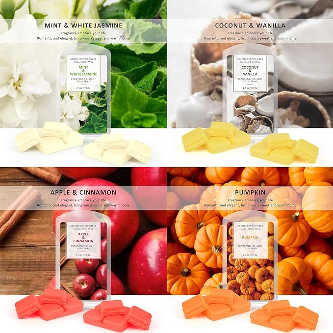 STRN Scented Wax Melts - 8 Pack Soy Wax Cubes for Warmers Candle Making Set Long Lasting Scented Suitable for All Seasons (8x70.9g)