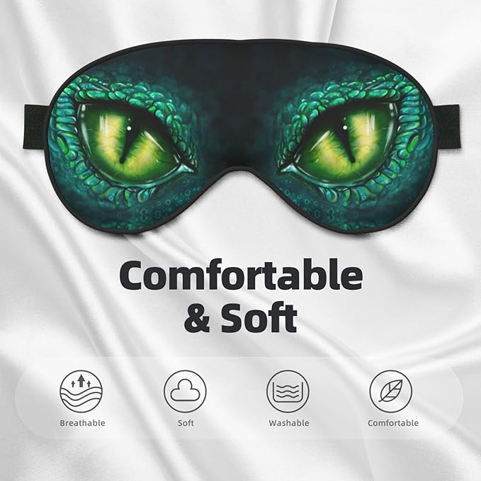 Sleep Eye Mask Dragon Eye Sleep Mask for Women Men Comfortable Eye Mask with Adjustable Strap Soft Eye Cover Blindfold for Travel Yoga Nap Shift Work