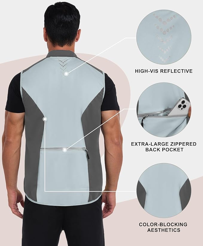 Little Donkey Andy Men's Water-resistant Outerwear Vests, Stretch Windproof Vest for Cycling, Running, Golf
