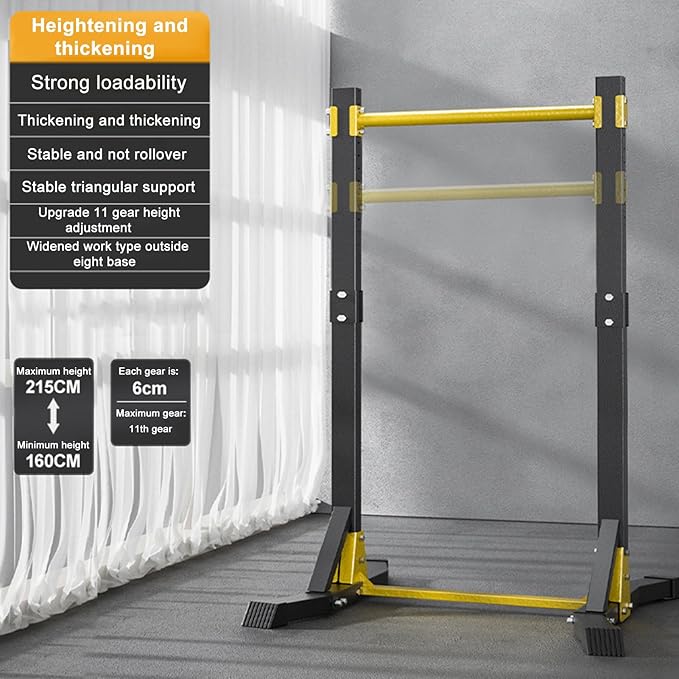 Pull Up Bar Free Standing, Outdoor Pull Up Bar Station, Pull Up Tower with 11 Gears Adjustment, 400LBS Pull Up Stand For Home Gym