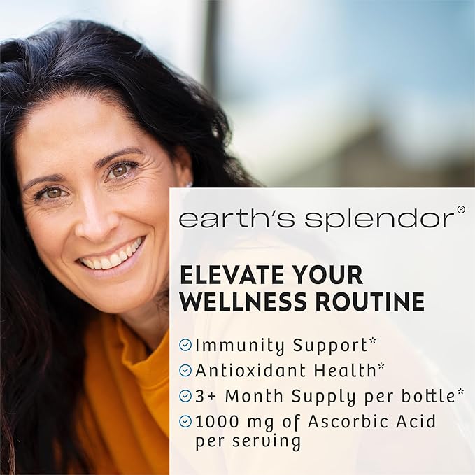 Earth's Splendor Vitamin C 1000 mg Supplement for Men & Women, Immune Support, Supports Antioxidant Health (100 Caplets, 3+ Month Supply Per Bottle) - 2 Pack