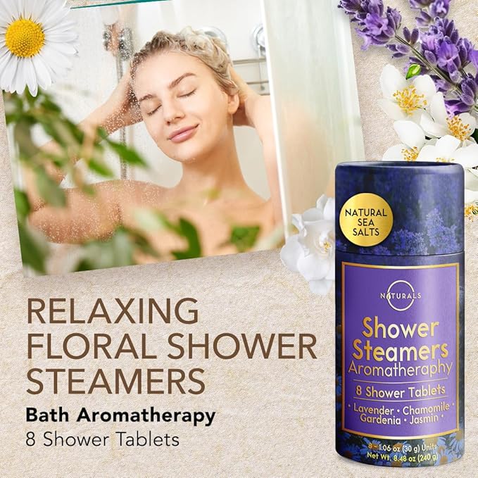 Shower Steamers Aromatherapy - Birthday Gifts for Women and Men - Shower Bombs Aromatherapy, Spa Day Essentials, Relaxation Spa Gifts - Self Care Stocking Stuffers (Lavender 8 Count)