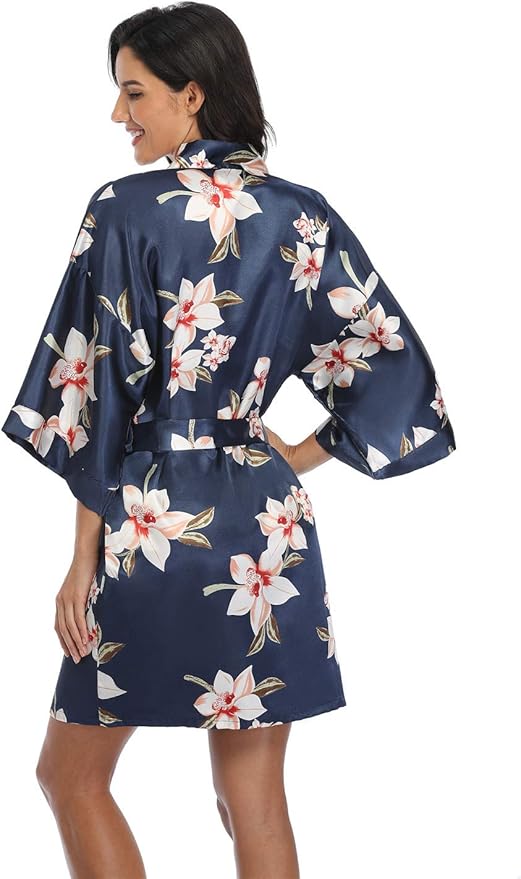 Women's Pure Short Silky Robes Bridesmaid Bride Party Satin Robes Sleepwear