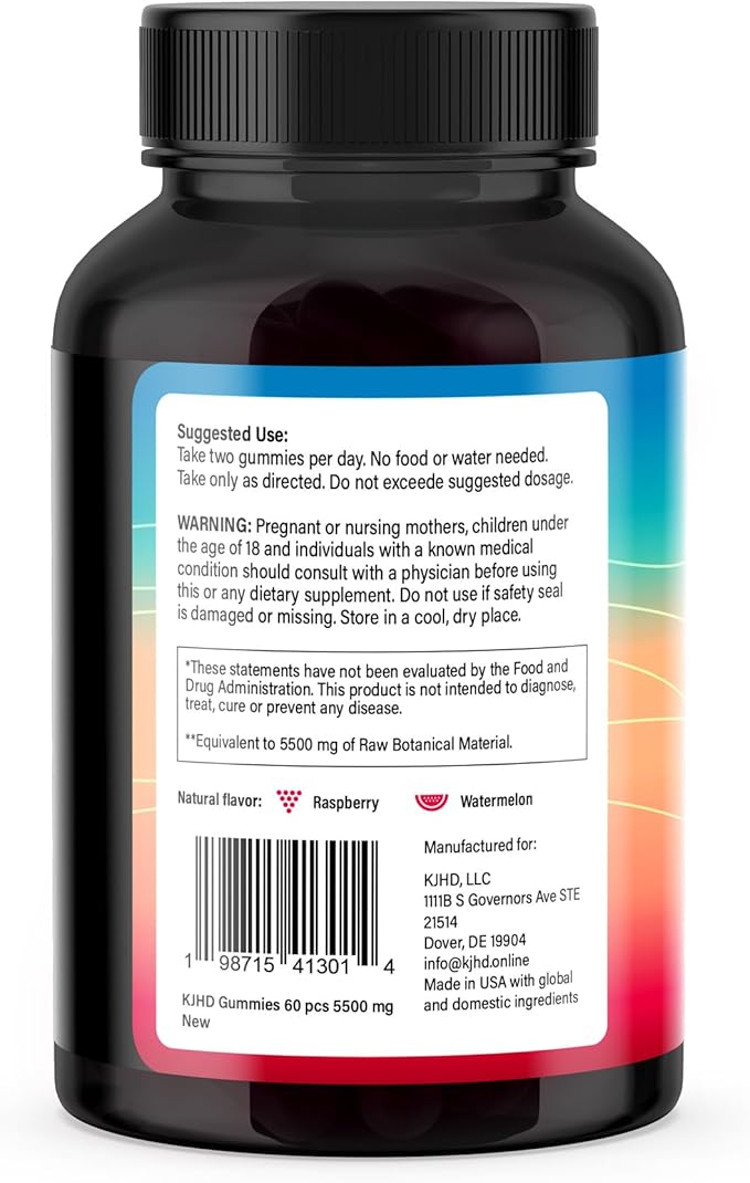 KJHD 2 Pcs Shilajit Ashwagandha Gummies with Sea Moss, Beet Root, Lion’s Mane Mushroom & Black Seed Oil – Organic Herbal Superfood Supplement – 120 Vegan Gummies