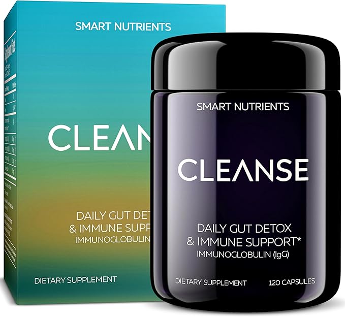 CLEANSE | IgG Dairy-Free Colostrum | 50.5% IgG Potent Concentrated Immune Support | Daily Gut Health Detox, Energy, Prebiotics, Digestive Support | 120 Capsules | 30 Day Supply, 1-Pack