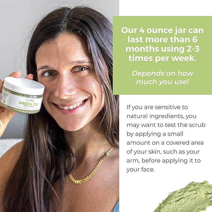 Teami Green Tea Mask + Face Scrub Skincare Bundle - Deep Cleansing Pore Minimizer & Blackhead Remover Detox Facial Mask (6.3oz) + Natural Exfoliating Body Scrub & Face Scrub (4oz)