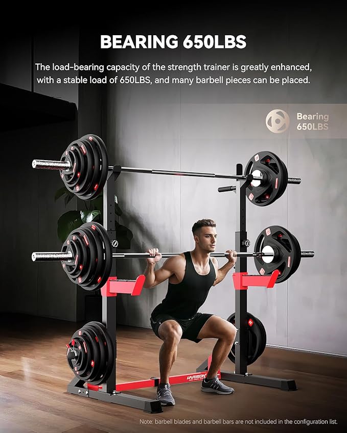 HARISON Heavy Duty Squat Rack, Bench Press Rack, Adjustable Barbell Rack for Home Gym,Multi-functional Half Rack Weight Lifting, Power Rack