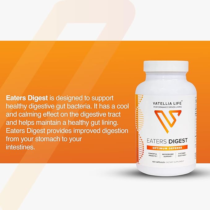 Vatellia Life New from Eaters Digest | Prebiotic | Probiotic | Digestive Support | Gut Soothing | Healthy Gut Lining | Max Nutrient Absorption | 120 Capsules (60-Day Supply)