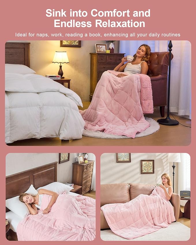 Super Fuzzy Soft Sherpa Fleece Weighted Blanket, 12 lbs Dual Sided Fluffy Heavy Weighted Blankets for Adults - No Bunching with Double Layers of Soft Inner Lining (48"x 72", 12 Pounds)