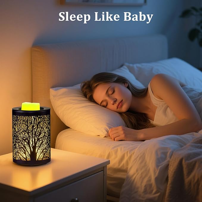 Fragrance Electric Wax Melts Warmer with 7 Colors LED Changing Light Metal Tree Scent Oil Candle Burner for Home Decor