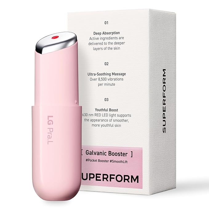 Superform Galvanic Booster, 1min booster for ageless, anti-aging and firming pocket booster, glow on the go (Mystic White) (Blush Pink)