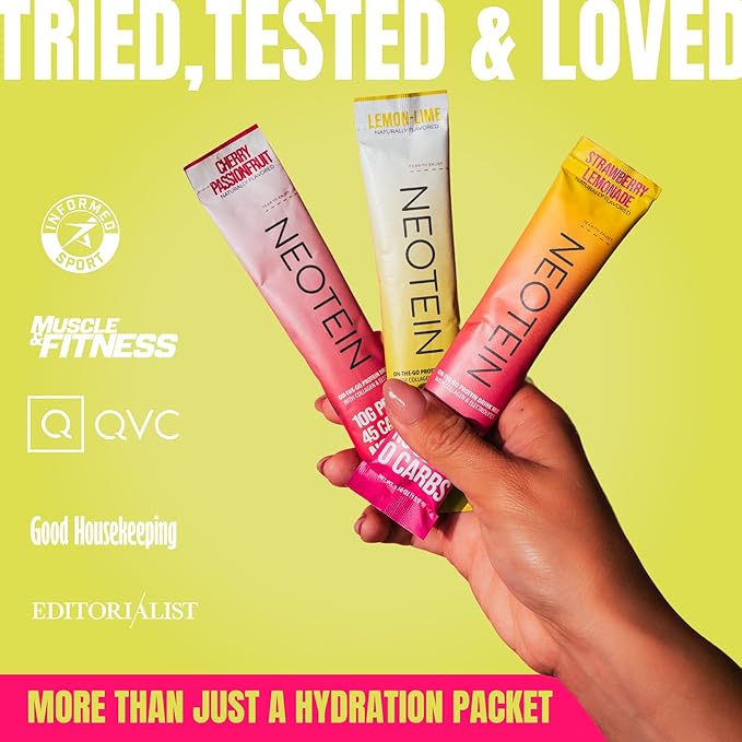 NEOTEIN: Electrolyte Powder Packets with 10g Protein & Collagen - Hydration Packets - Zero Sugar, NO Fillers, NO Carbs | Tropical Pineapple | 40 Calories | Keto & Paleo | Pack of 15