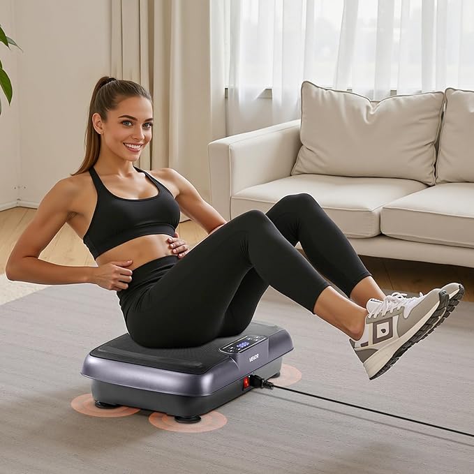 VEVOR Vibration Plate Exercise Machine, Whole Body Shaker for Lymphatic Drainage and Weight Loss, Home Workout Gym Fitness Equipment with 2 Resistance Bands, Vibrating Platform for Women Men