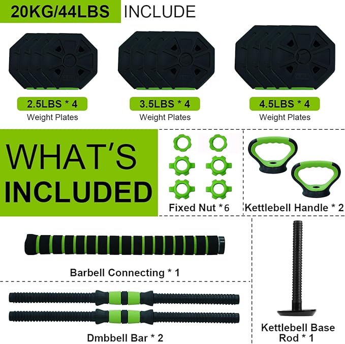 Adjustable Dumbbell Set, Adjustable Weights 30/44 /66/88 LBS Free Weight Set for Home Gym