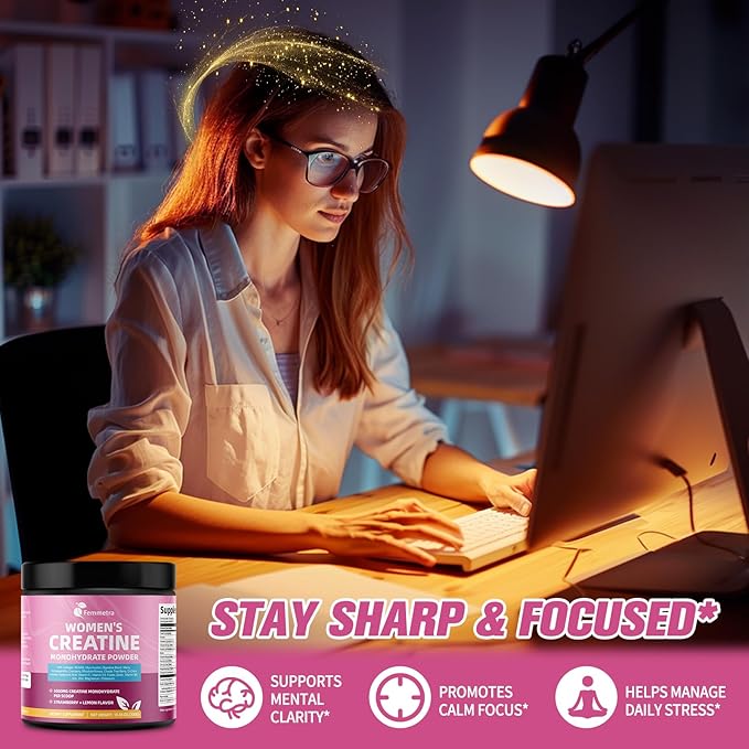 Creatine Collagen for Women, Creatine Monohydrate BCAA Myo-Inositol Biotin Hyaluronic Acid Folate L Glutamine Vitamin D3 C B6 Iron Zinc D-Chiro-Maca Digestive Enzyme Probiotic Ashwagandha Magnesium 5g