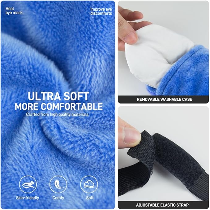 Microwave Heated Eye Mask for Dry Eyes, Moist Heat Eye Compress Weighted Warm Eye Mask for Dry Eyes, Stye Eye Treatment, Puffy Eyes, Sleeping, Relaxation, Therapy (Blue)