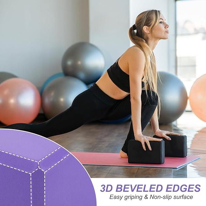 PATIKIL Yoga Blocks & Resistance Band Set, 10 Pack High-Density EVA Foam Yoga Block Bulk 9"x6"x3" Non-Slip Dance Brick Lightweight for Women Gym Stretching Yoga Pilates