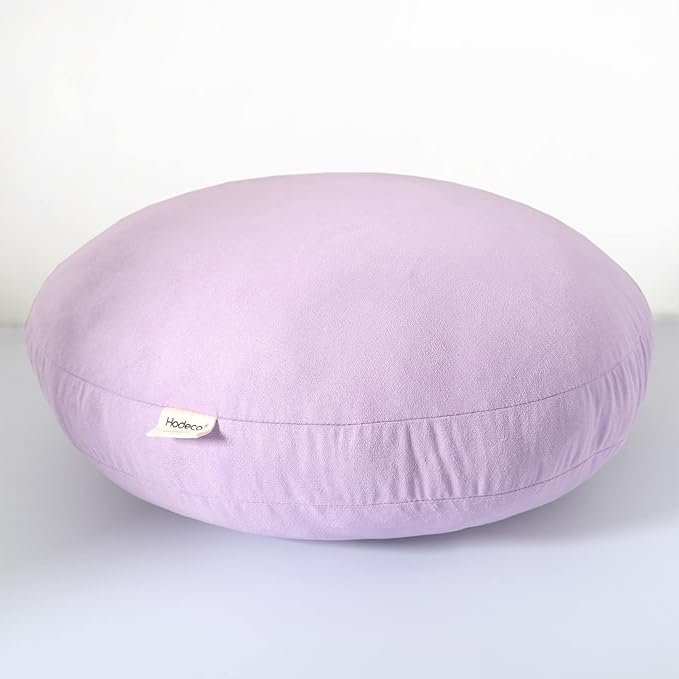 Light Purple Round Throw Pillow 16x16 Down-like Polyester Filling Super Soft Elastic Circle Floor Pillow Fluffy Pillow 40cm Decorative Cushion for Couch Bedroom, 1 Piece