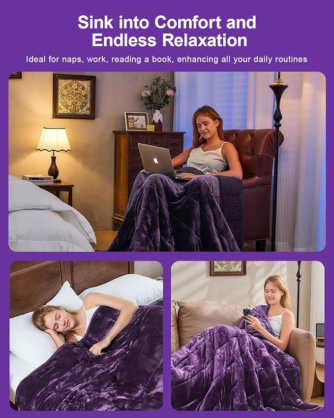 Super Fuzzy Soft Sherpa Fleece Weighted Blanket, 15 lbs Dual Sided Fluffy Heavy Weighted Blankets for Adults - No Bunching with Double Layers of Soft Inner Lining (48"x 72", 15 Pounds)
