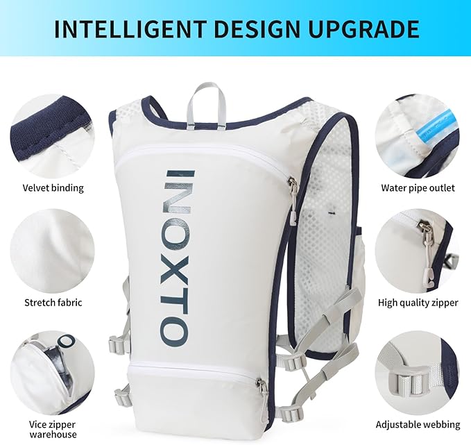 INOXTO Running Hydration Vest Backpack,Lightweight Pack with 1.6L Water Bladder Hydration Backpack Daypack for Hiking Trail Running Cycling Race Marathon for Women Men