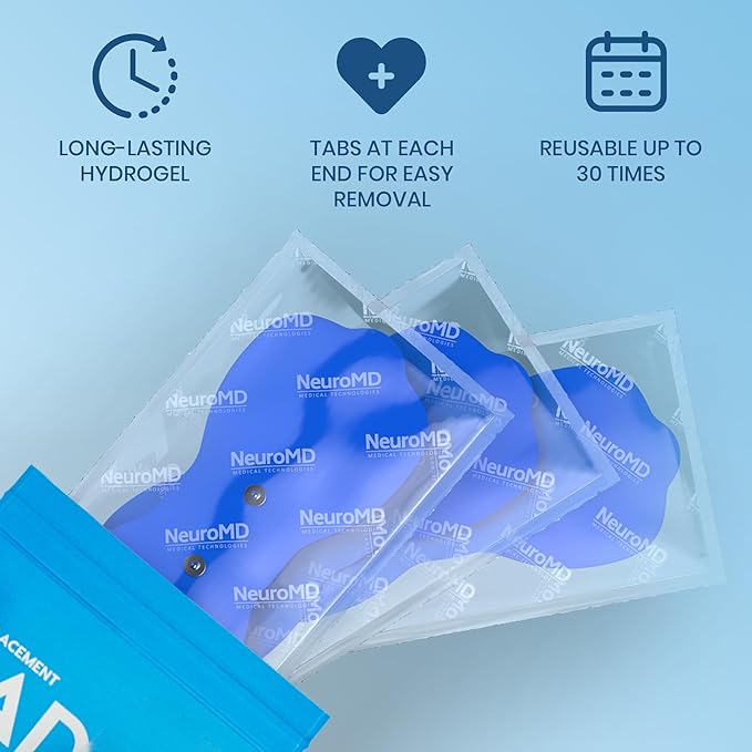 NeuroMD 2-Pack Butterfly Replacement TENS Unit Electrode Pads for Wireless Muscle Stimulator & Pain Relief - Reusable 30 Times | Snap-On Connector | Compatible to Whole Body Corrective Therapy Device