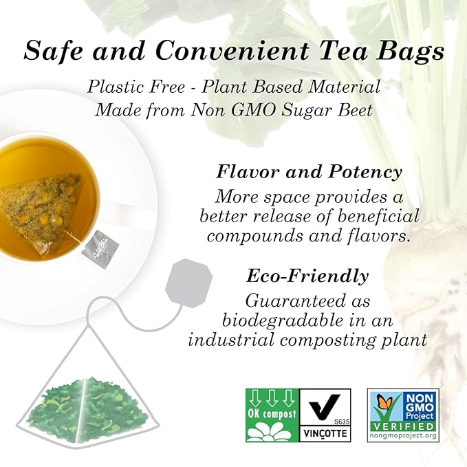 Wild Bliss Organic Chamomile Tea - Caffeine Free Calming Herbal Support - Pharmacopoeia Potency - 20 Plant Based Tea Bags