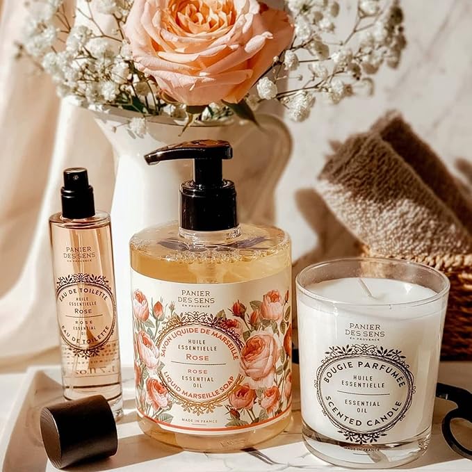 Panier des Sens - Rose Candle β Long-Lasting Scented Candles for Home β Thoughtful Gift β 100% Natural Cotton Wick β Decorative Home Candles - 6.3 oz
