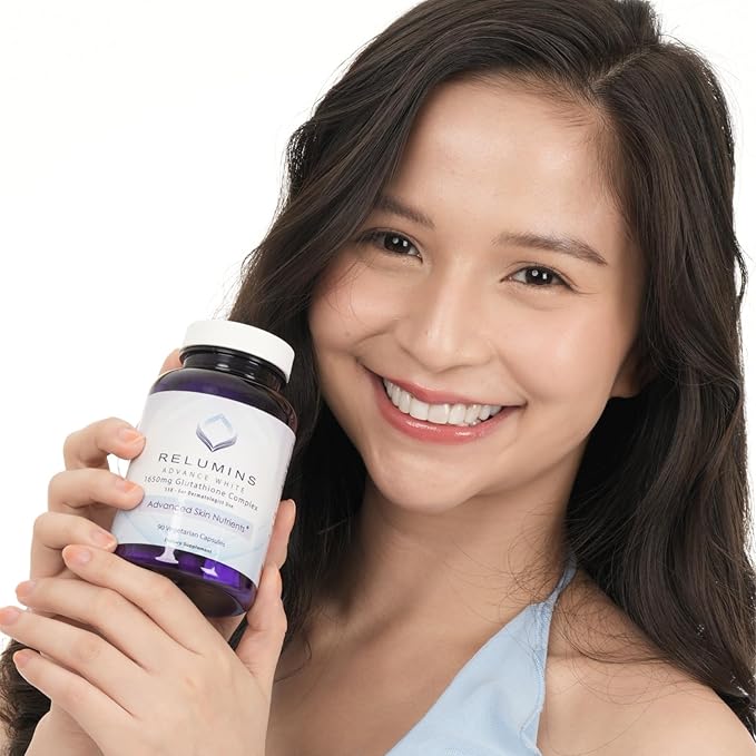 Relumins 1650mg L-Glutathione Complex with Hyaluronic Acid, Alpha Lipoic Acid, Rose HIPS, Vitamin E & Riboflavin, Antioxidant Support, Skin Hydration & Wellness, Made in USA – 90 Capsules x 5 Bottles