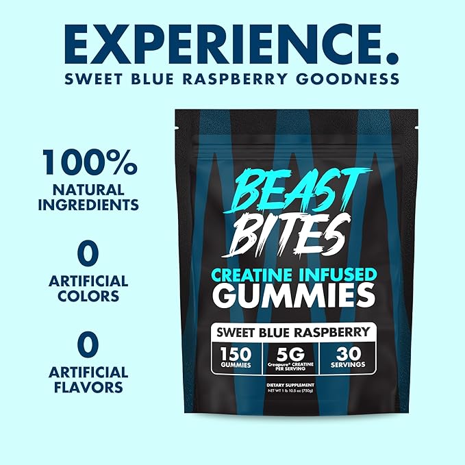 BEAST BITES - Creatine Infused Gummies - 5g Creapure Creatine Monohydrate Per Serving - NSF Certified for Sport - 30 Servings